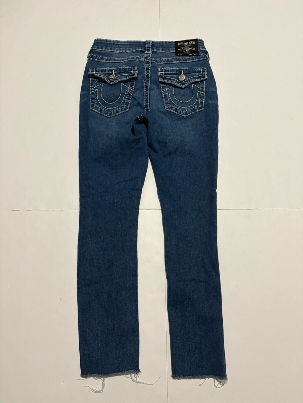 True Religion Jennie Curvy Mid Rise Capri Jeans Women’s 26 Blue Flap Pocket